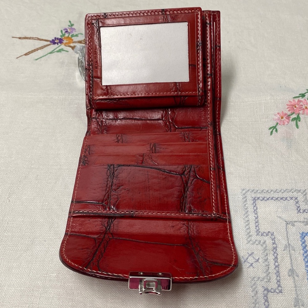NWT Dooney & Bourke Alto Crimson Croc Embossed Leather Wallet Made in Italy 🇮🇹 - Picture 7 of 12